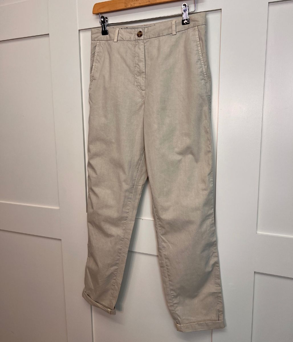 Ecru Cotton Rich Slim Fit Chino Trousers