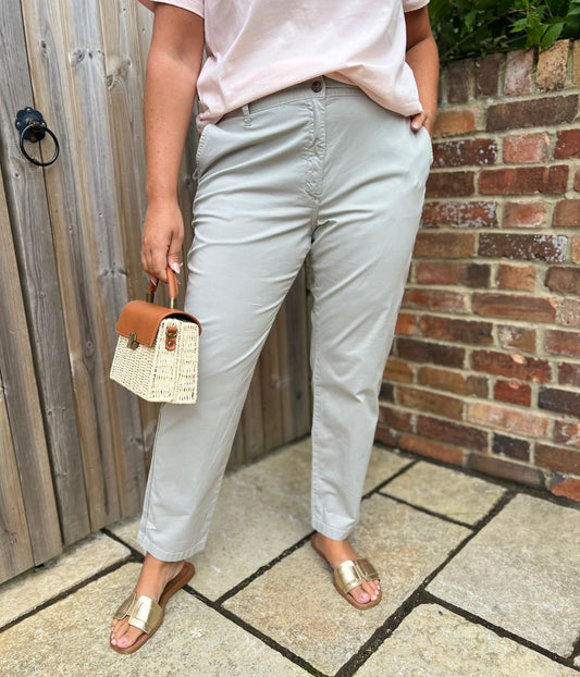 Grey Cotton Rich Slim Fit Chino Trousers