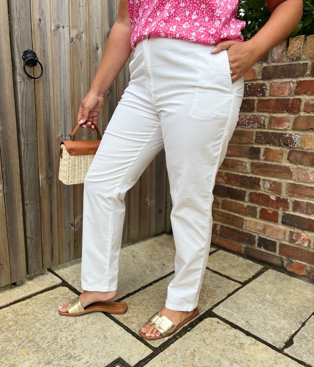 White Cotton Rich Slim Fit Chino Trousers