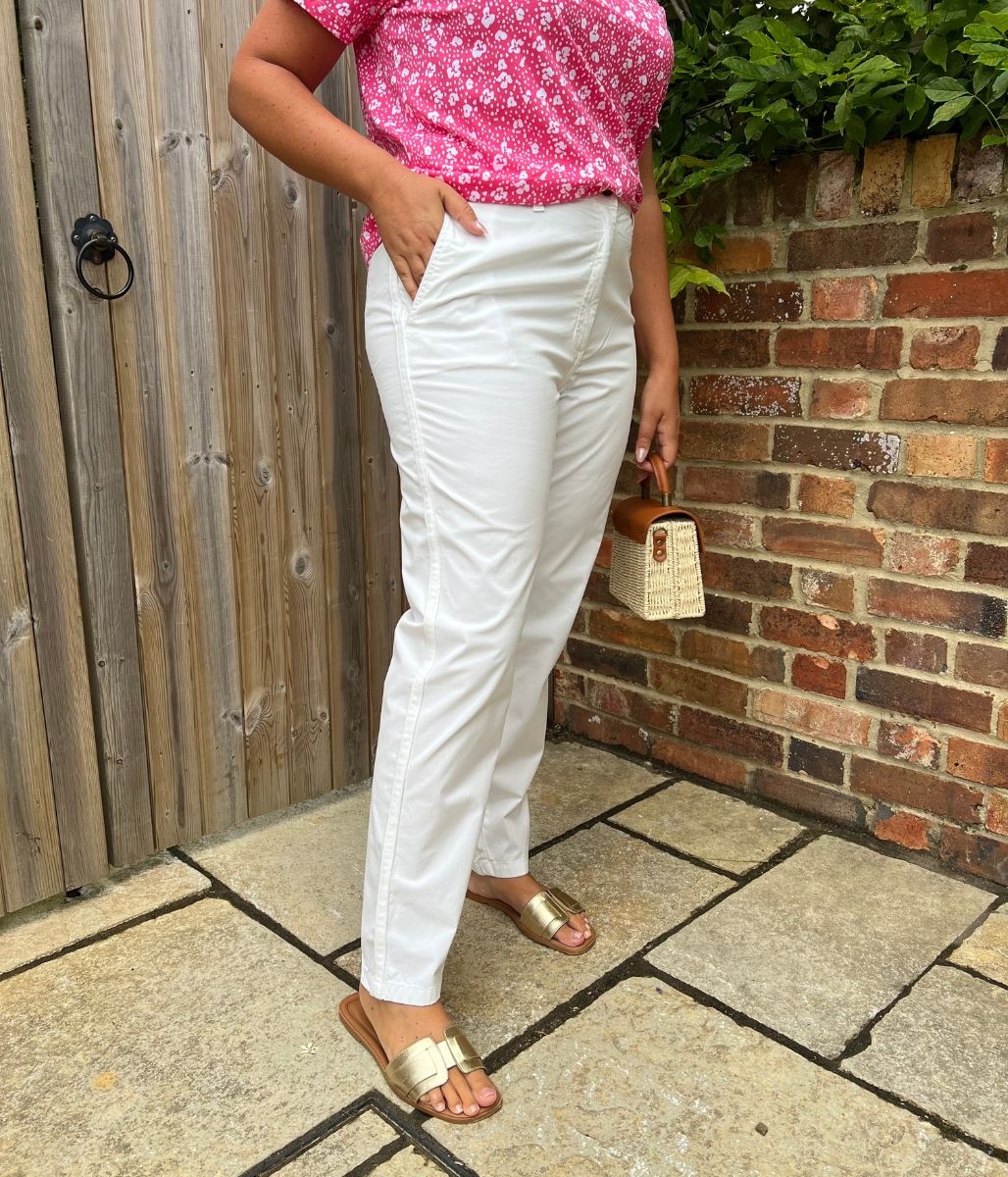 White Cotton Rich Slim Fit Chino Trousers