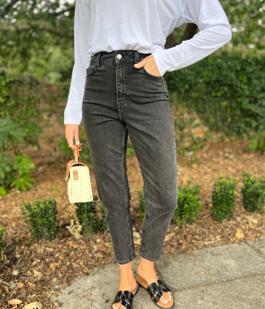 Washed Black Tori Slim Fit Mom Jeans