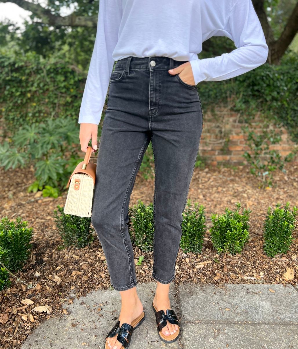 Washed Black Tori Slim Fit Mom Jeans