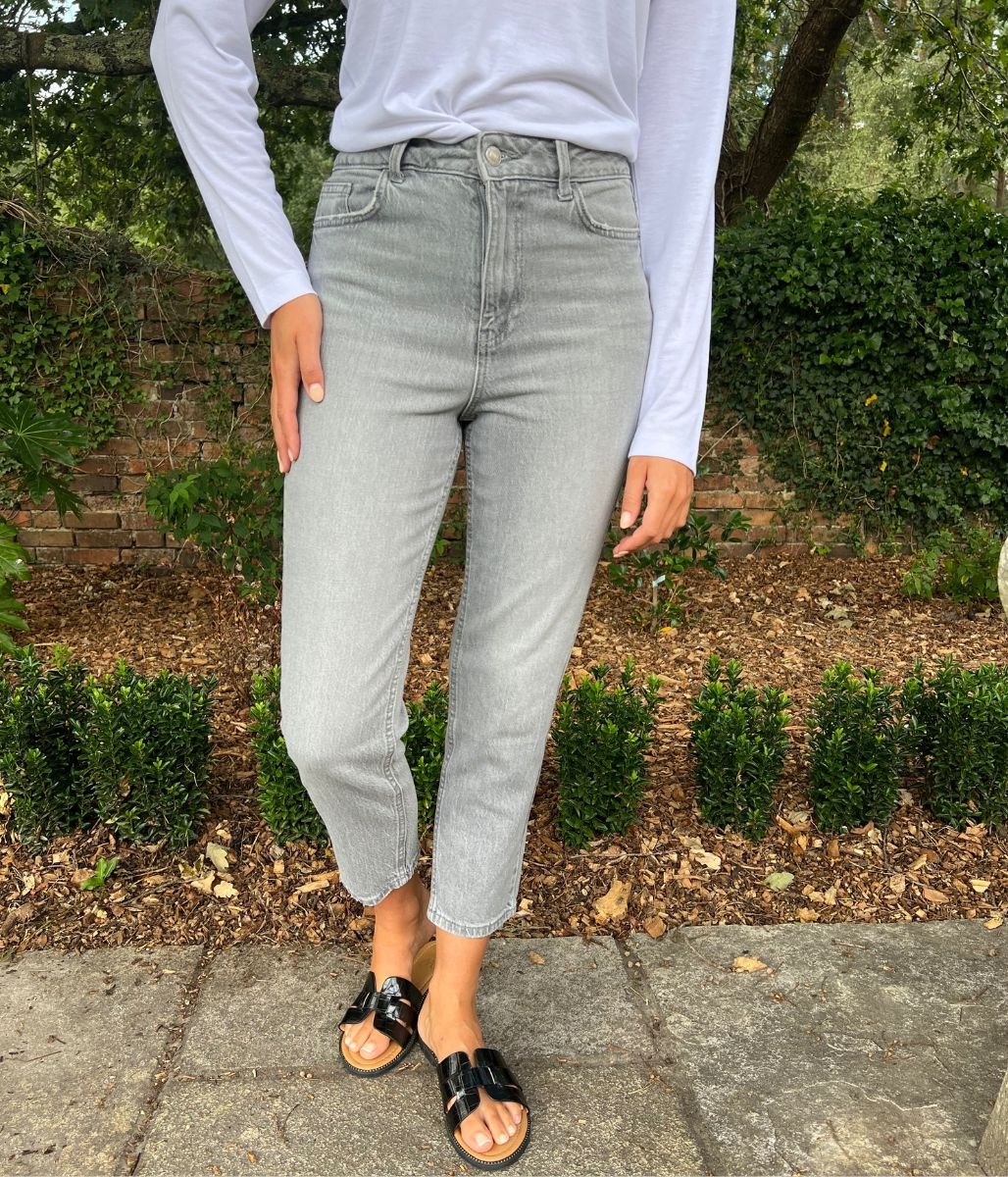 Light Grey Tori Slim Fit Mom Jeans