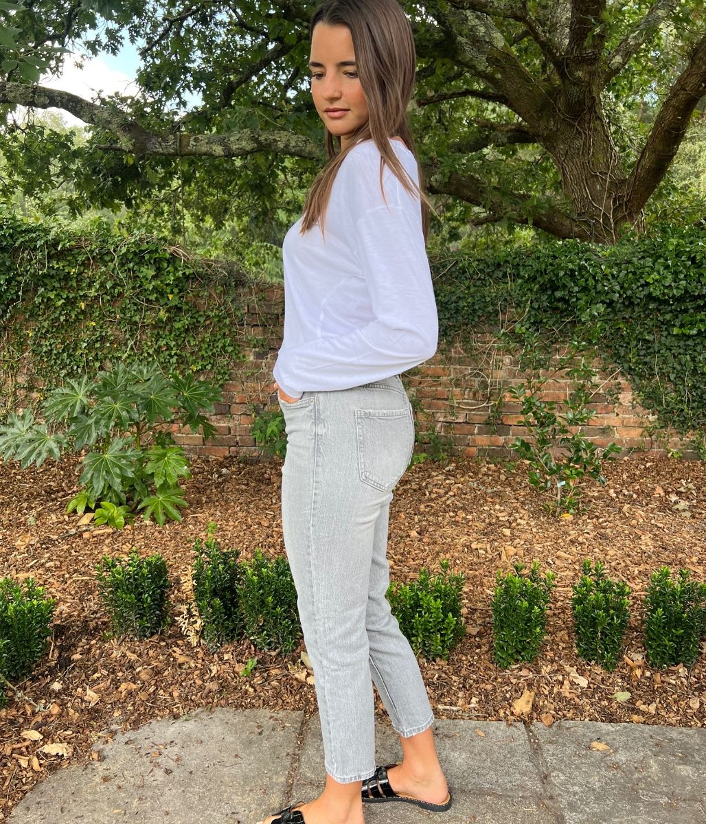 Light Grey Tori Slim Fit Mom Jeans