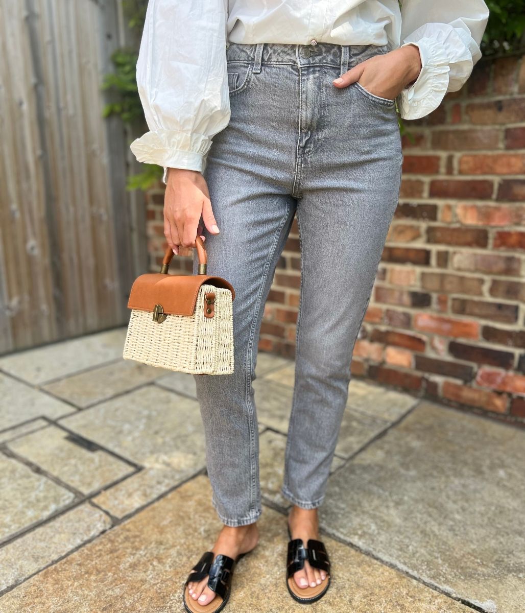 Light Grey Hannah Straight Leg Ankle Grazer Jeans