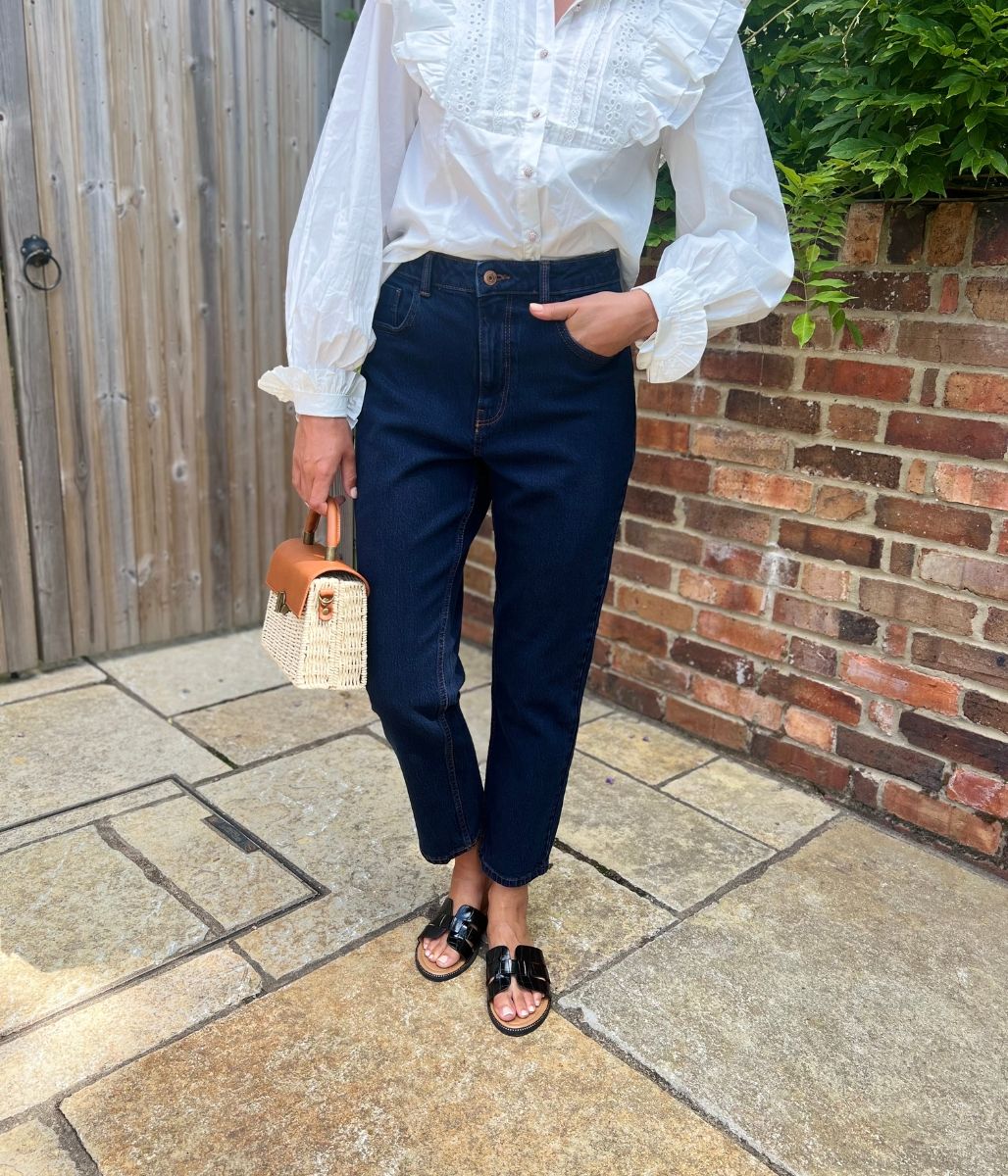 Indigo Hannah Straight Leg Ankle Grazer Jeans