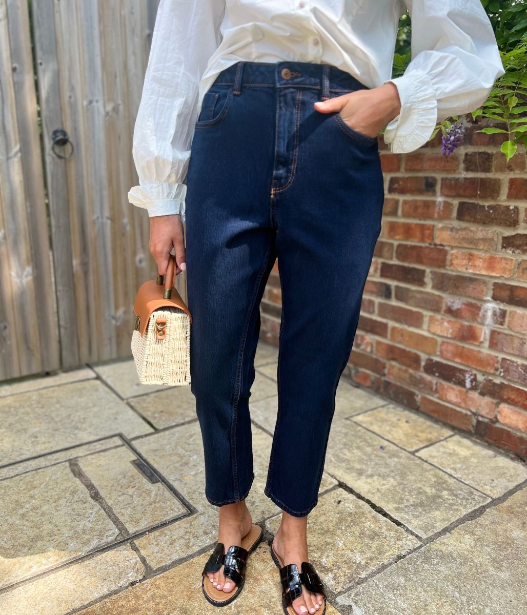 Indigo Hannah Straight Leg Ankle Grazer Jeans