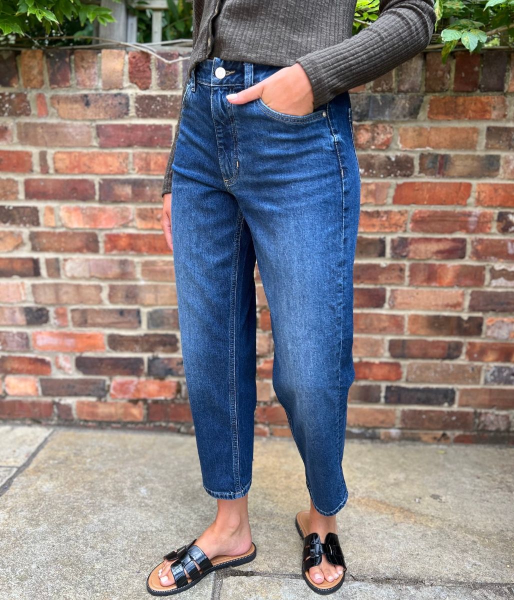Mid Denim Girlfriend Turn Up Jeans