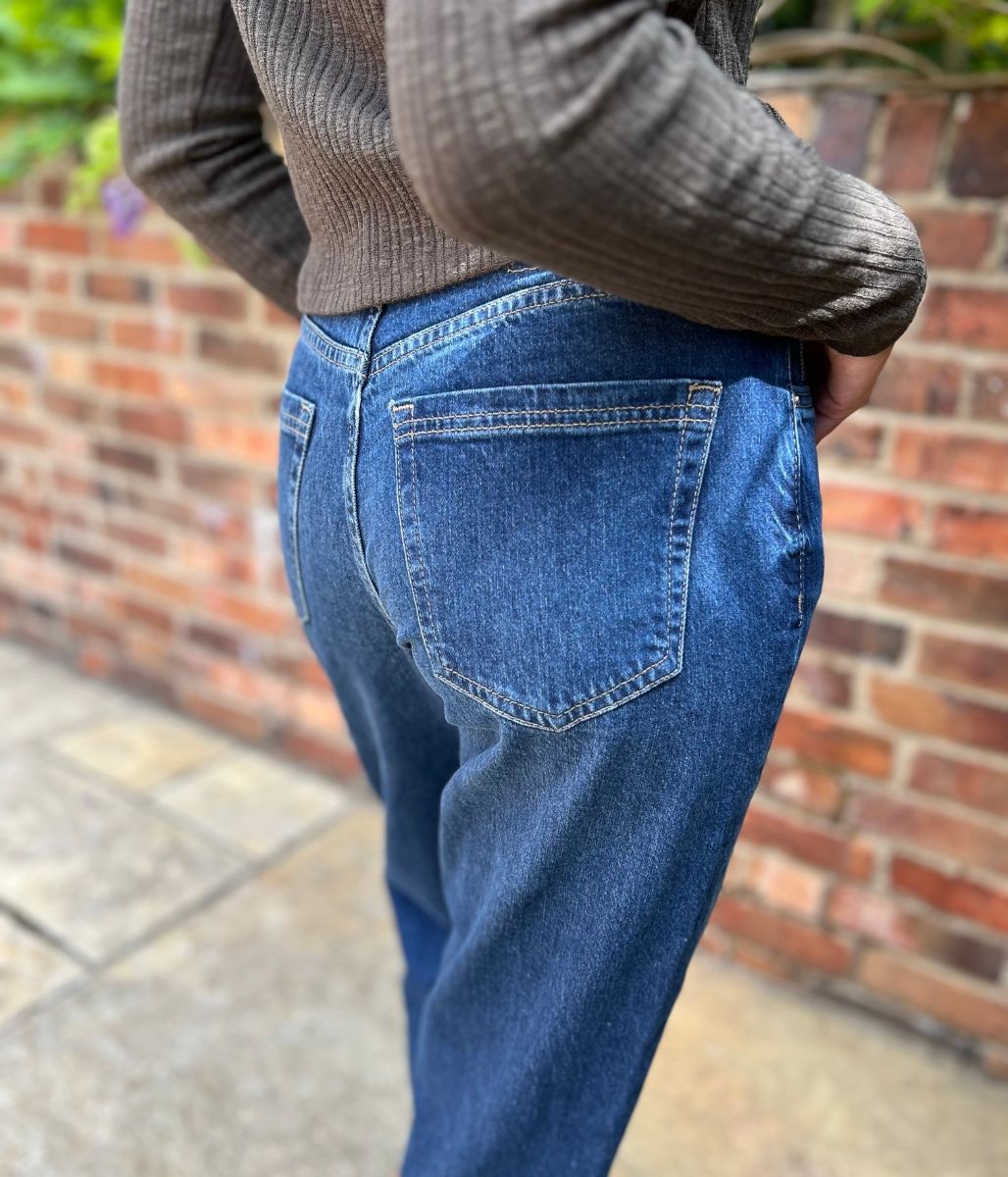 Mid Denim Girlfriend Turn Up Jeans