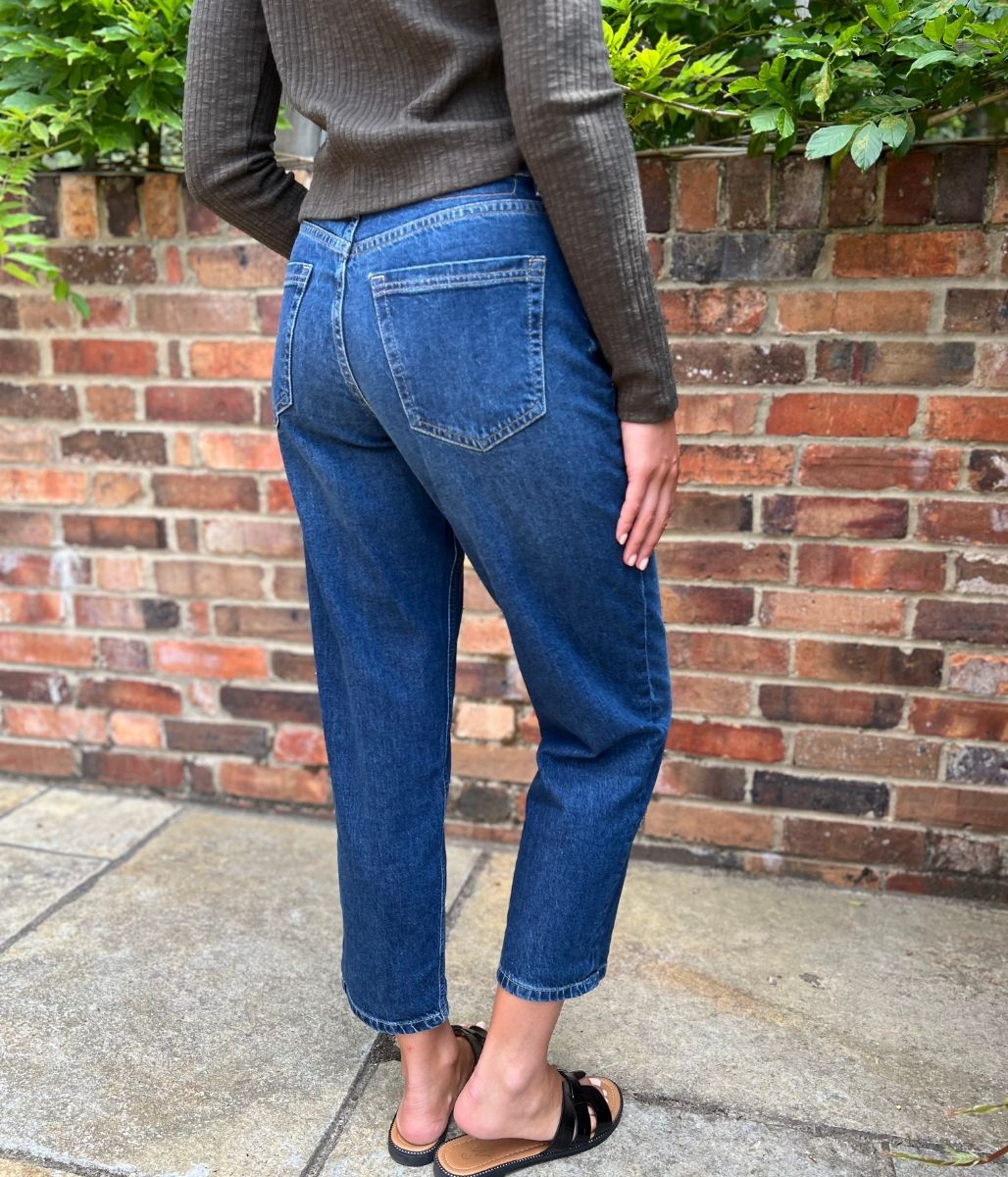 Mid Denim Girlfriend Turn Up Jeans