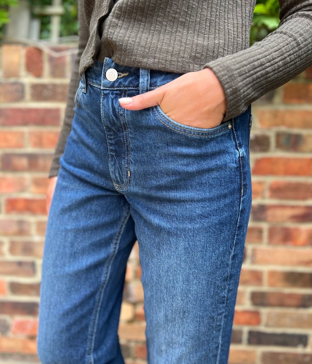 Mid Denim Girlfriend Turn Up Jeans