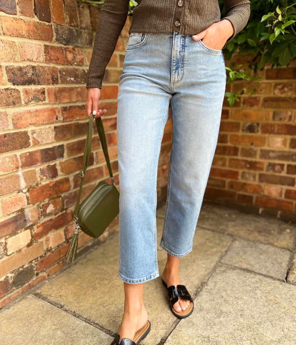 Light Denim Girlfriend Turn Up Jeans