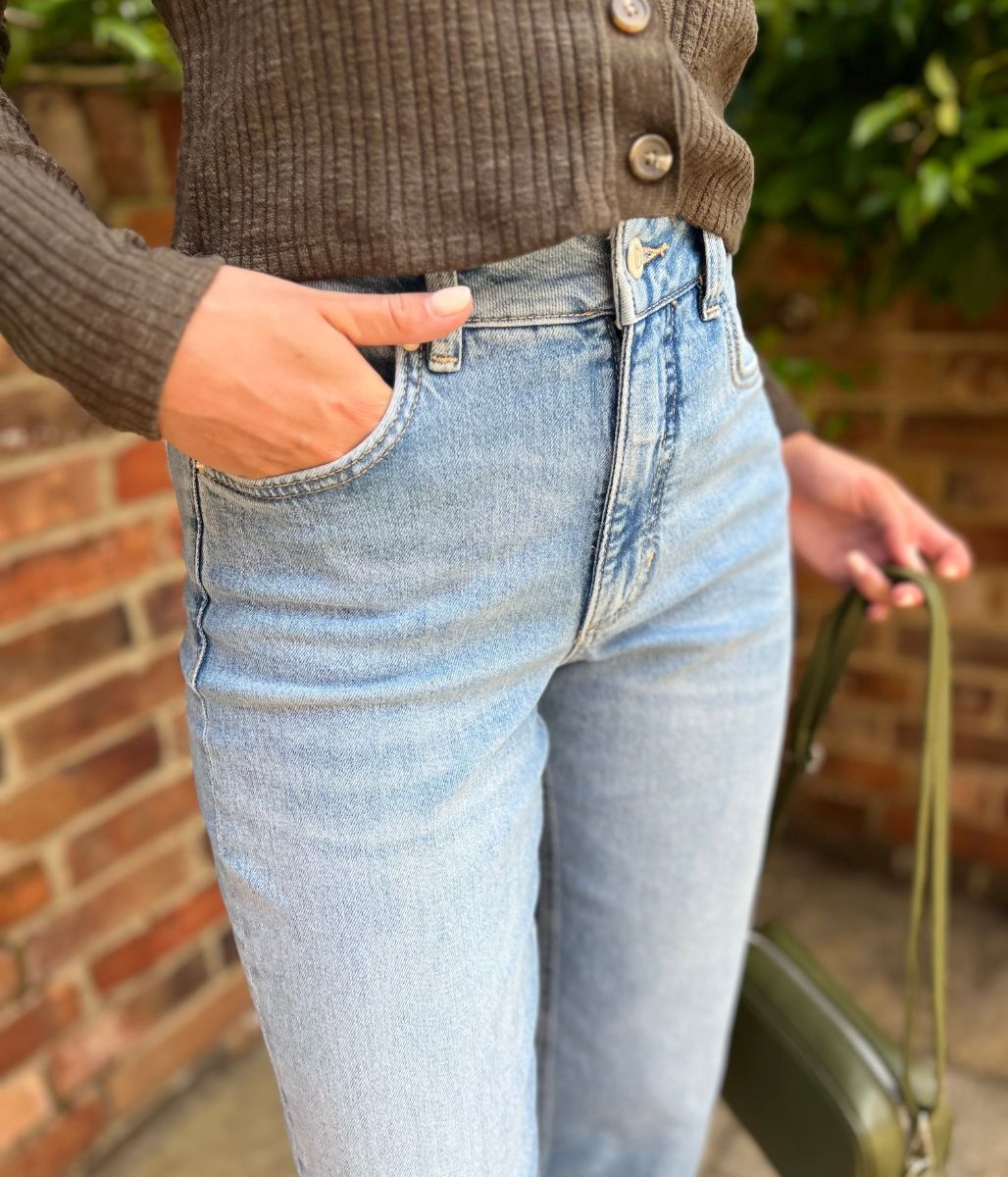 Light Denim Girlfriend Turn Up Jeans