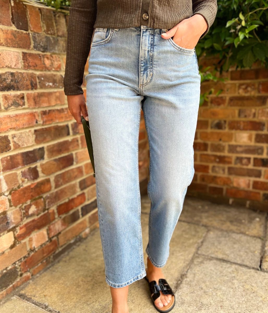 Light Denim Girlfriend Turn Up Jeans