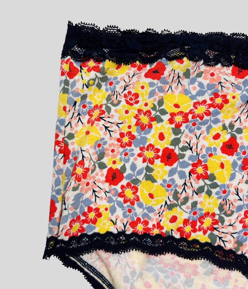 Floral 3 Pack Lace Trim Midi Briefs