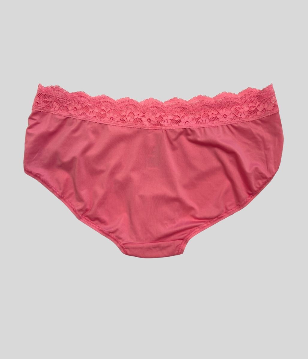 Pink 5 Pack Lace Trim Midi Briefs