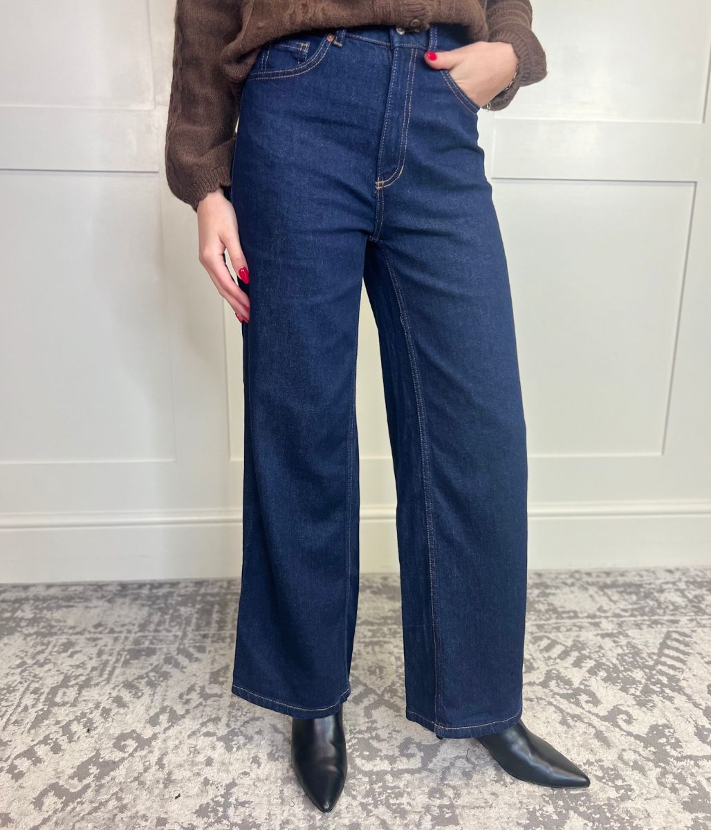Indigo Denim Wide Leg Jeans-seconds
