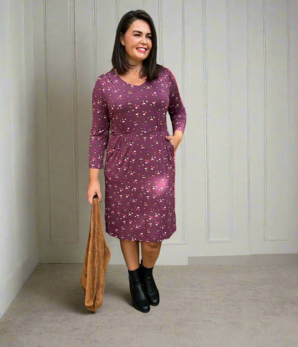 Tallie Plum Print Midi Dress
