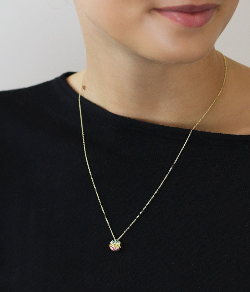 Pom Gold Rainbow Necklace