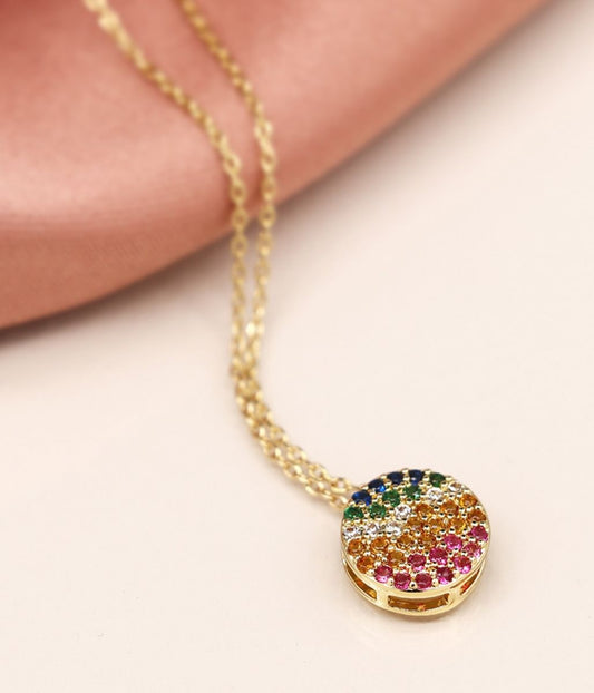 Pom Gold Rainbow Necklace