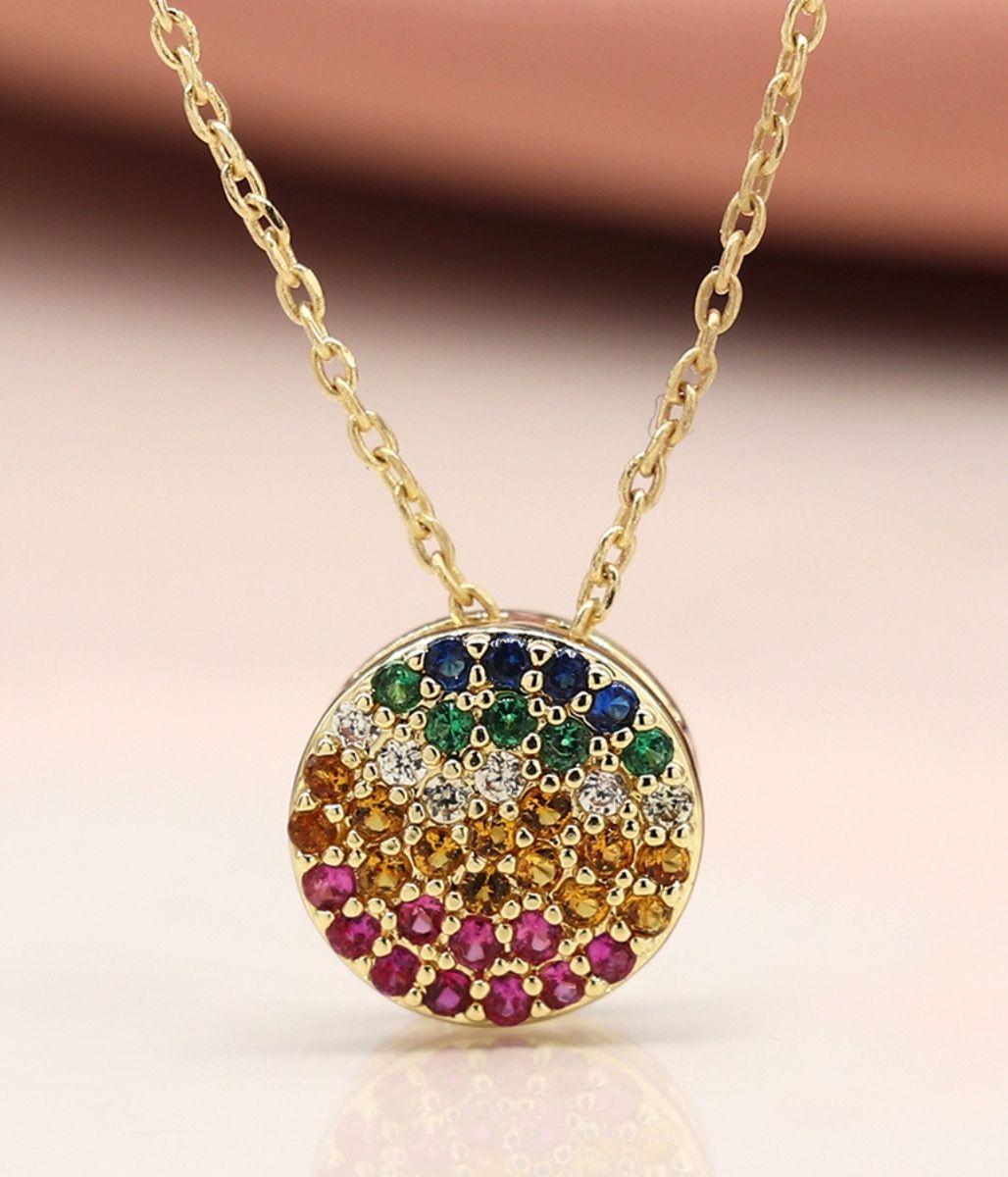 Pom Gold Rainbow Necklace