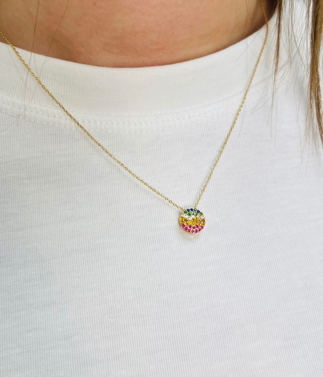 Pom Gold Rainbow Necklace