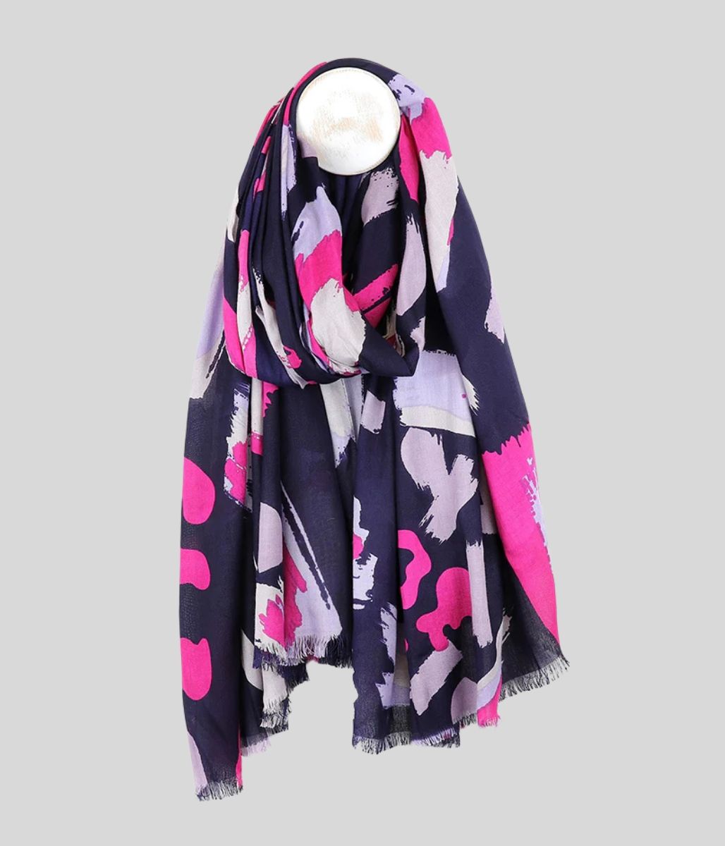 Pom Navy Brushstrokes Scarf