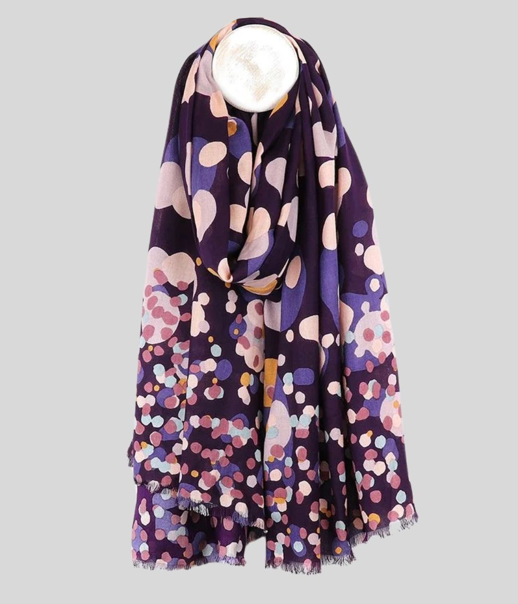Pom Purple Spot Bamboo Scarf