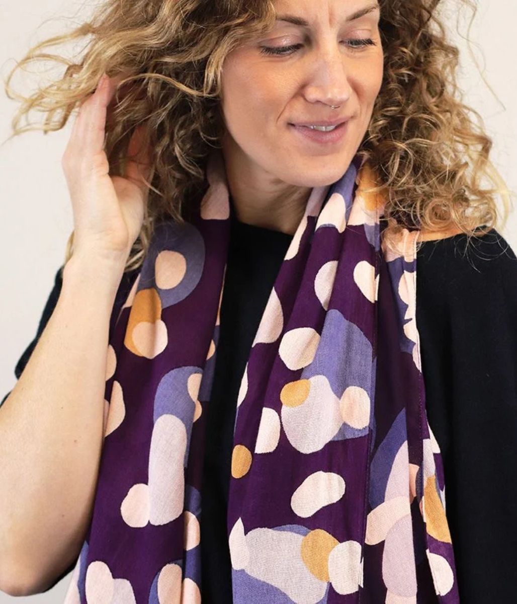 Pom Purple Spot Bamboo Scarf