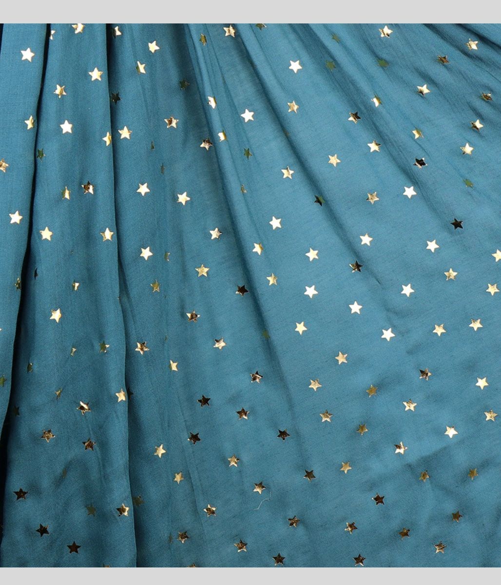 Pom Teal & Gold Star Scarf