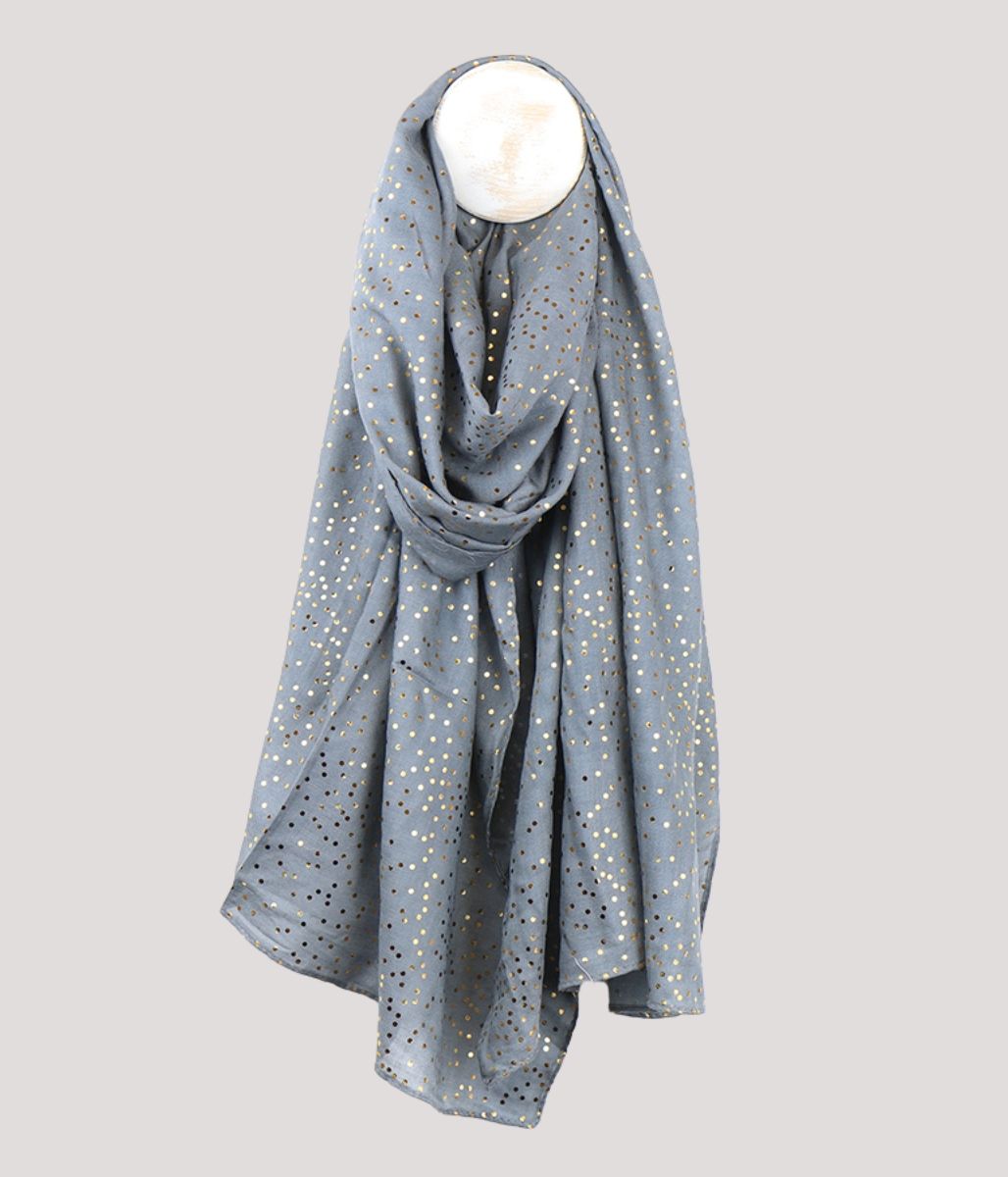 Pom Grey Silver Dot Scarf