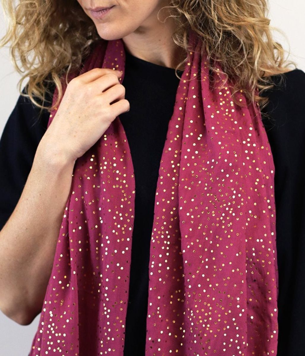 Pom Pink Gold Dot Scarf