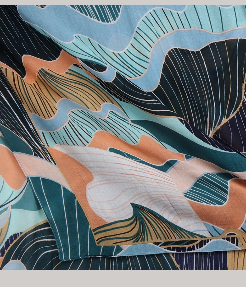 Pom Navy Tropical Bamboo Scarf