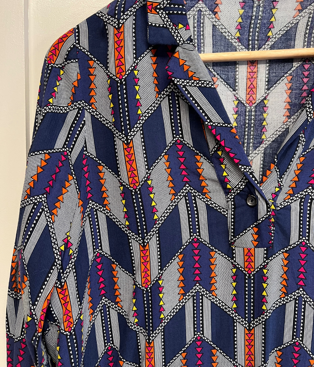 Navy Aztec Tunic Top