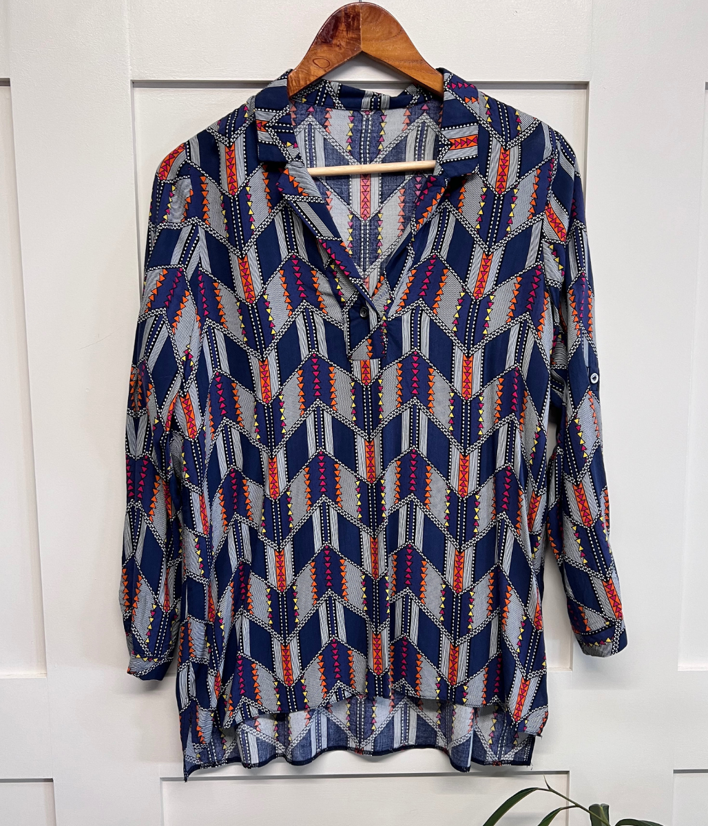 Navy Aztec Tunic Top