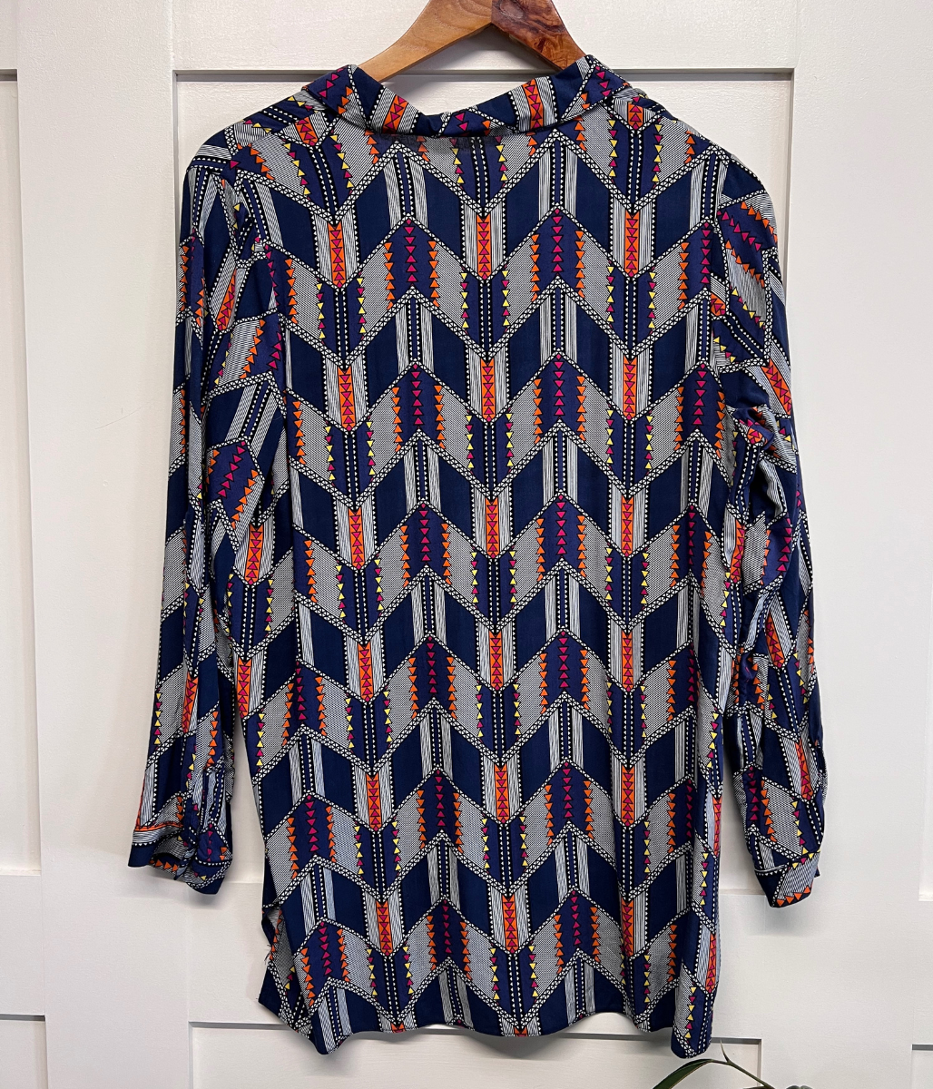 Navy Aztec Tunic Top