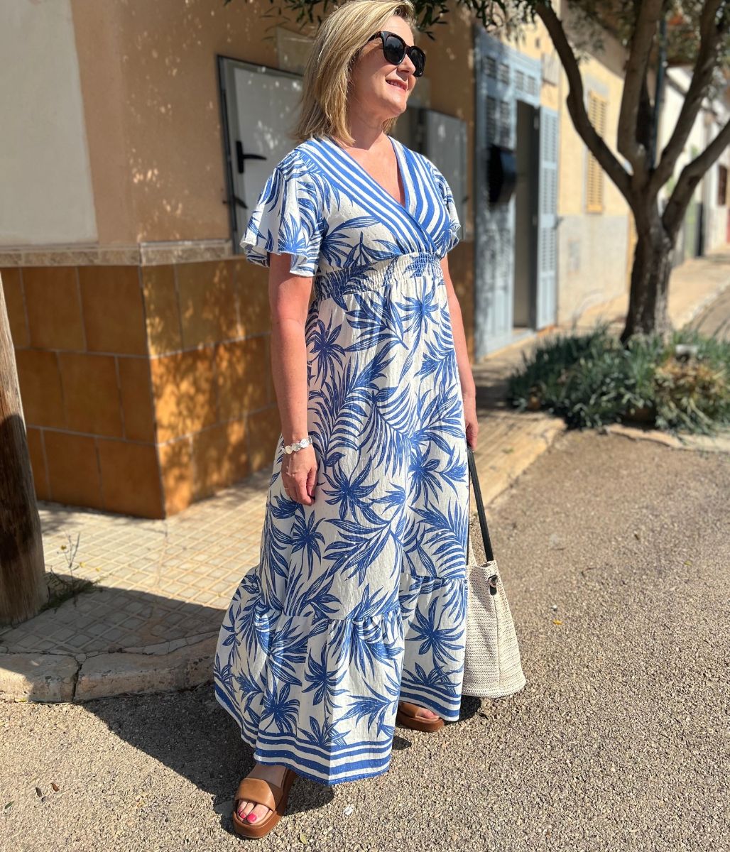 Blue Raya Tropical Print Sundress