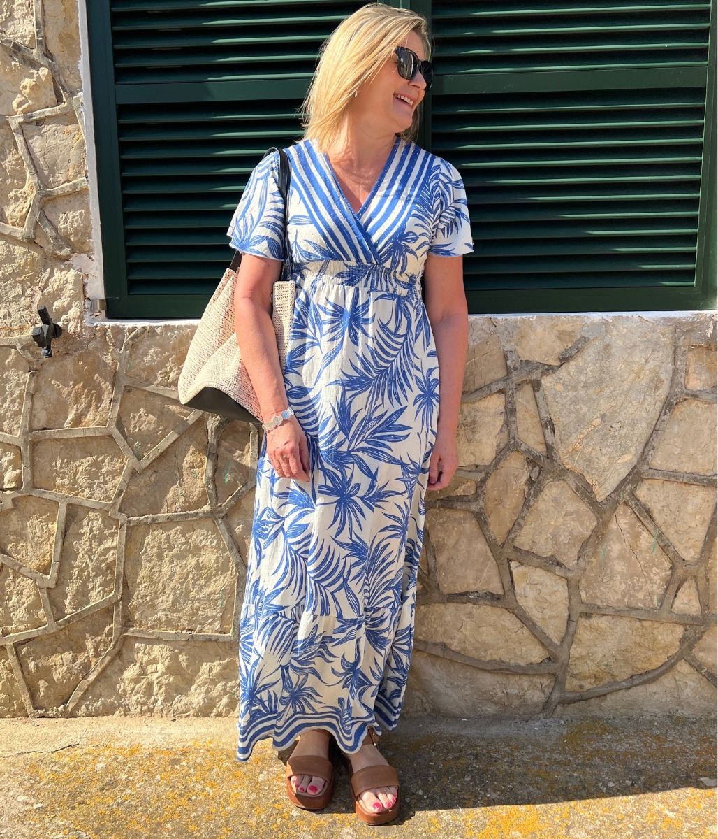 Blue Raya Tropical Print Sundress