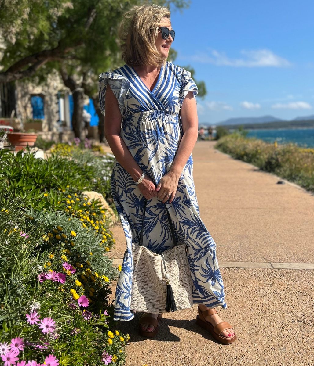 Blue Raya Tropical Print Sundress