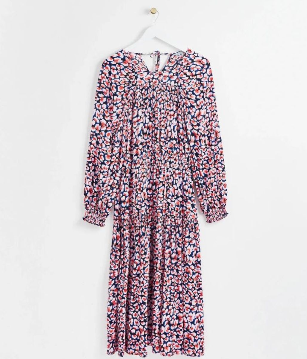 Animal Print Blue & Pink Midi Dress