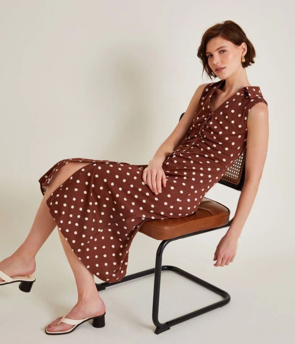 Paris Spot Sleeveless Midi Dress