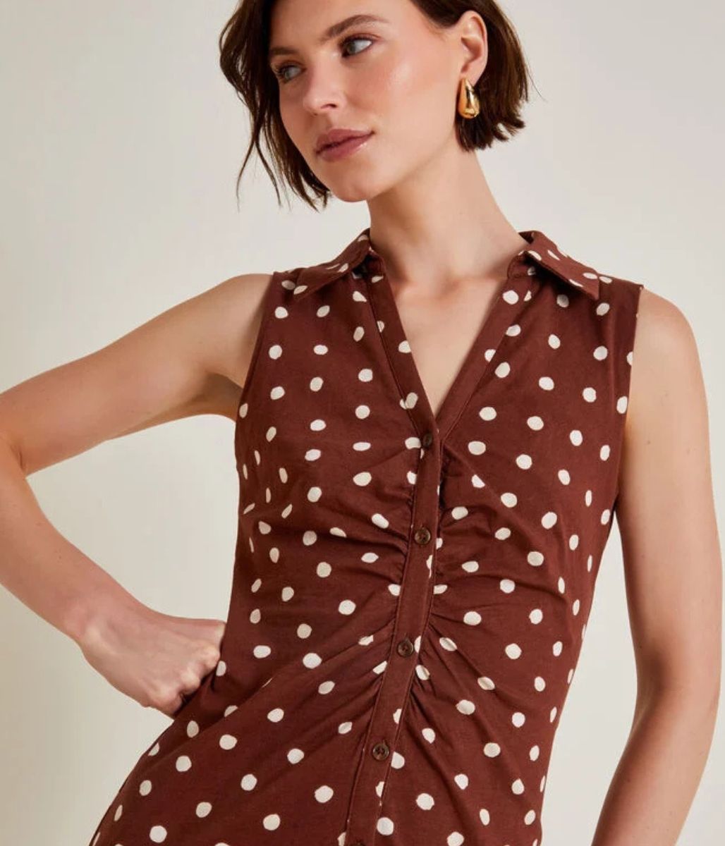 Paris Spot Sleeveless Midi Dress