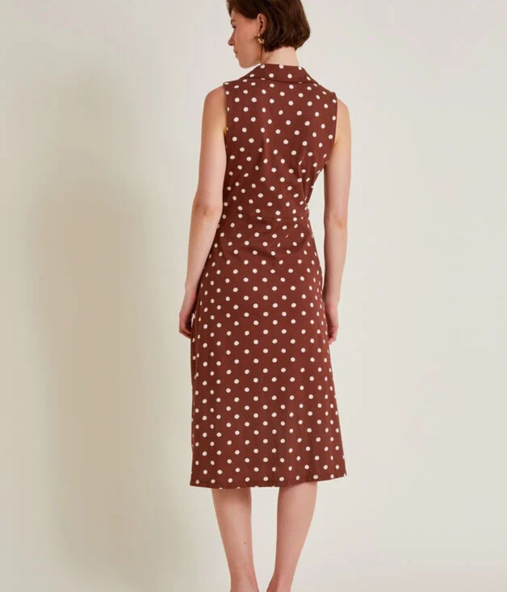 Paris Spot Sleeveless Midi Dress