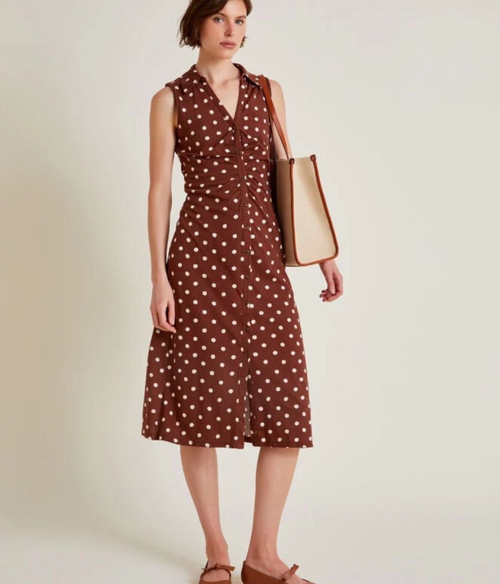 Paris Spot Sleeveless Midi Dress