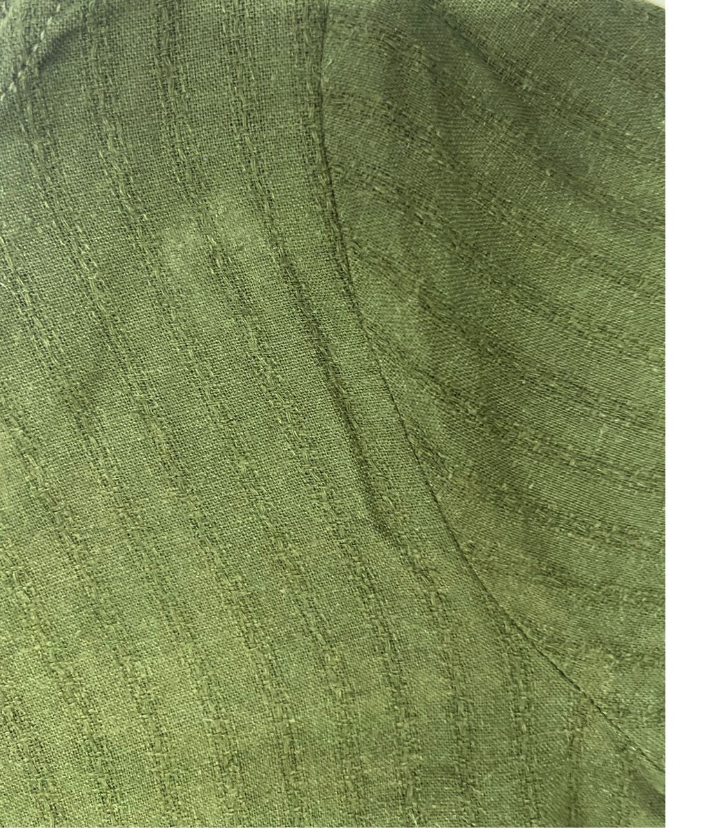 Khaki Self Stripe Linen Blend Dress-Seconds