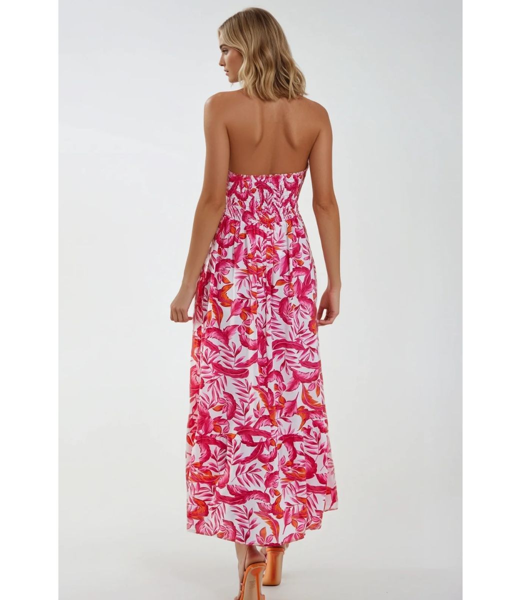 Pink Floral Halterneck Midaxi Sundress