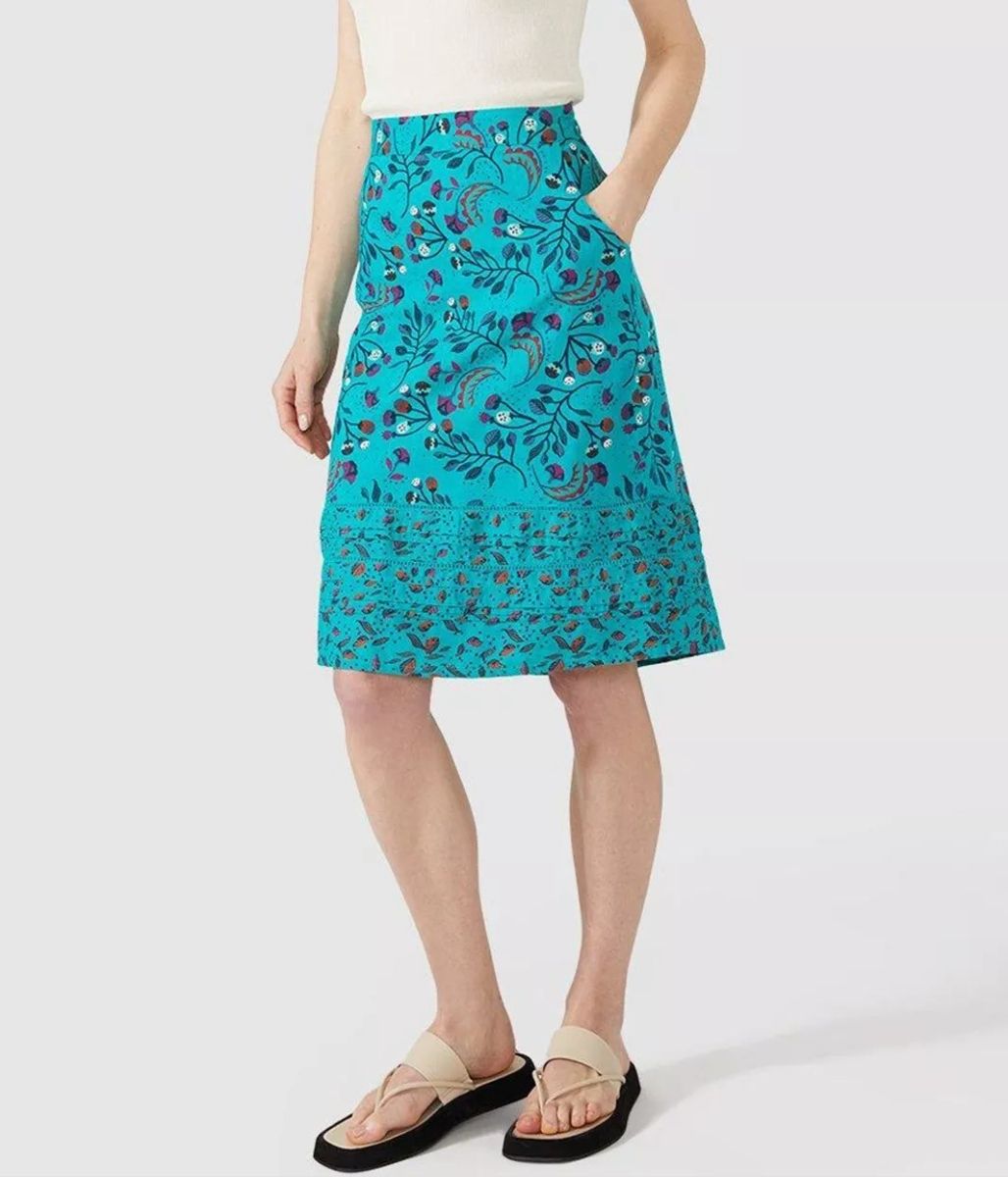 Mantaray Turquoise Print Cotton Skirt