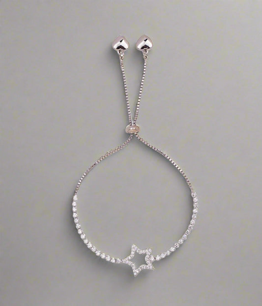 Silver Triana Diamante Star Drawstring Bracelet
