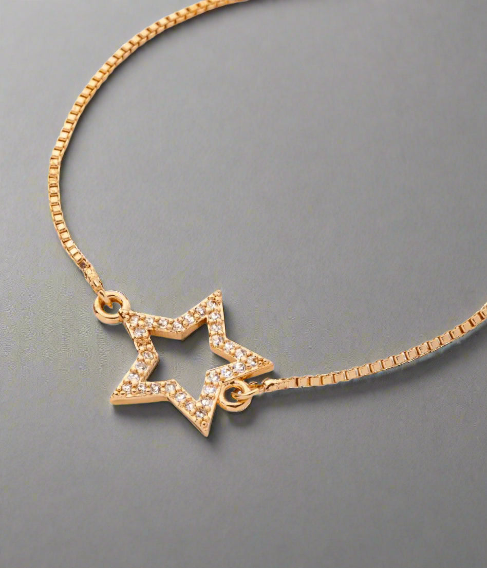 Gold Palermo Diamante Star Drawstring Bracelet