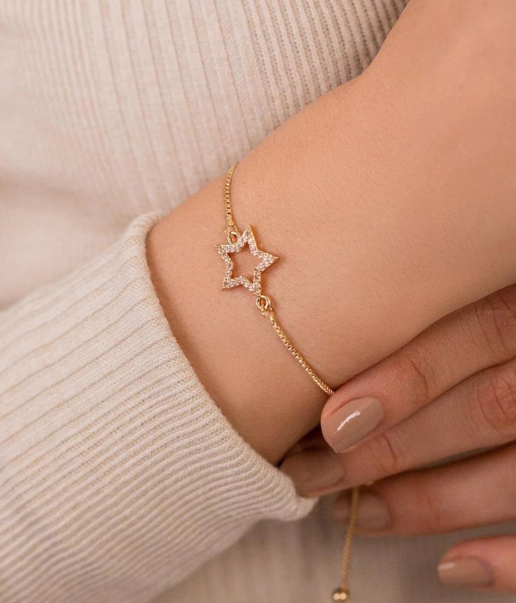 Gold Palermo Diamante Star Drawstring Bracelet